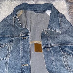 Victoria Secret PINK Oversized Denim Rhinestone Trucker Jacket